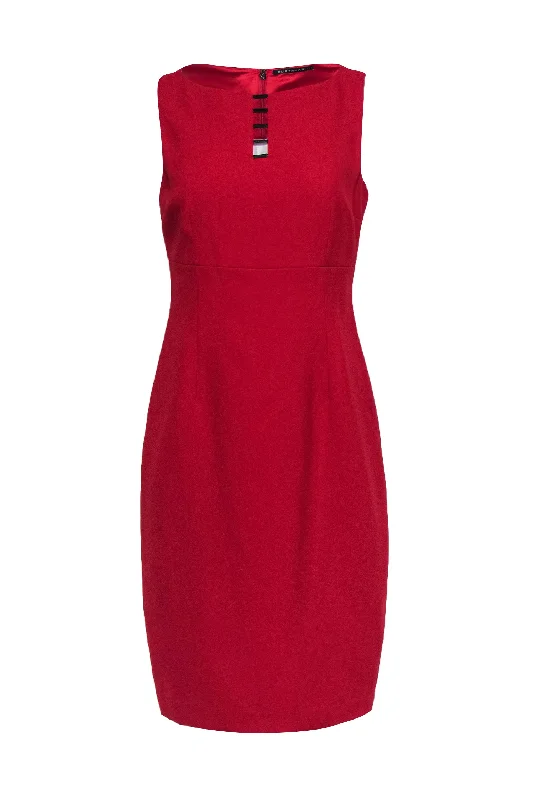 Elie Tahari - Red Sleeveless Sheath Dress Sz 6 Velvet unclassified dresses