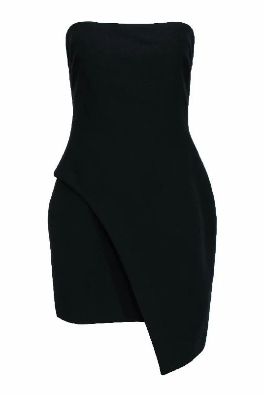 Elizabeth & James - Strapless Black Sheath Dress w/ Asymmetrical Hem Sz 8 Knitted unclassified dresses