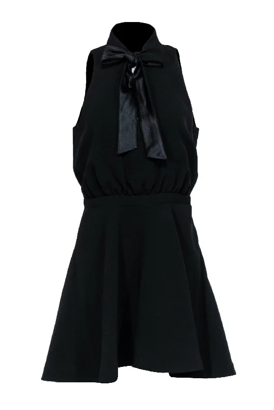 Elizabeth & James - Black Fit & Flare Dress w/ V-Neck & Tie Front Sz 8 Travel unclassified dresses