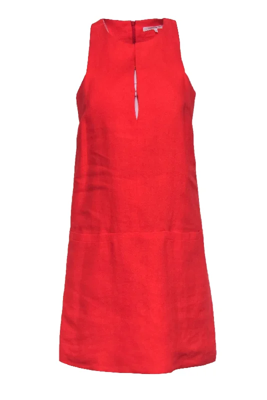 Emerson Fry - Tomato Red Woven Shift Dress w/ Front Pockets Sz XS Graduation unclassified dresses