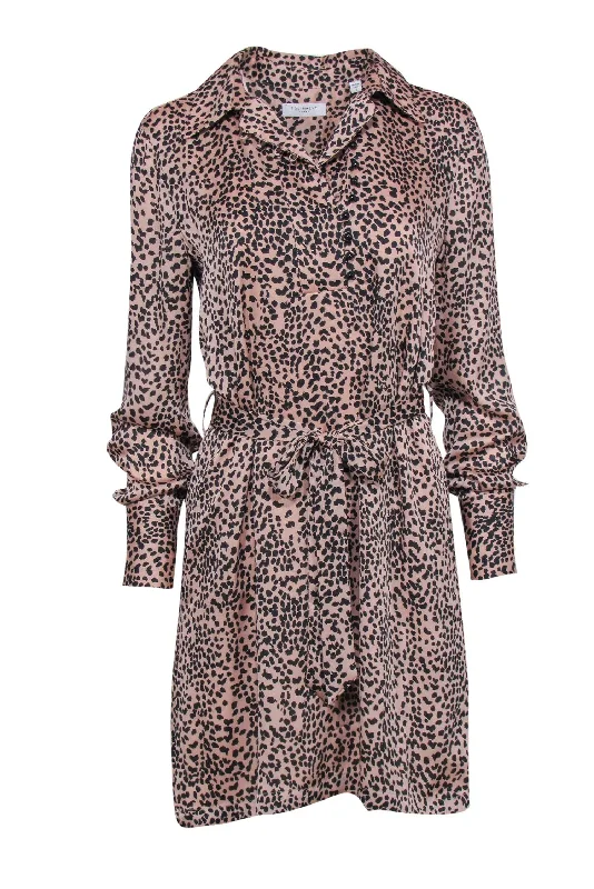 Equipment - Blush & Black Animal Print "Temera" Dress Sz M Off-shoulder unclassified dresses