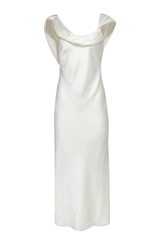 Fame and Partners - Ivory Draped Sleeveless Gown Sz S Summer unclassified dresses