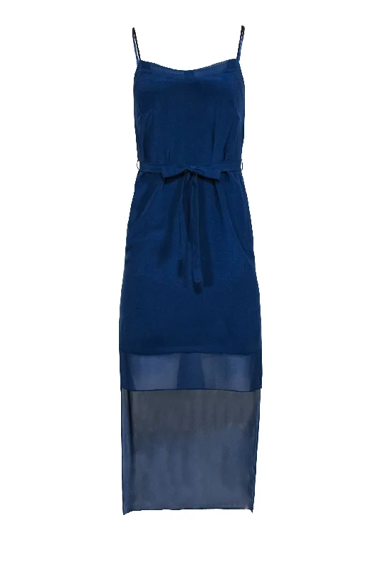 French Connection - Blue Silk "Selene" Slip Dress w/ High-Low Hem Sz 0 Trendy new unclassified dresses