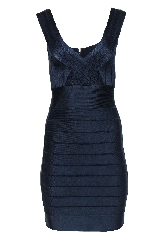 French Connection - Navy Bandage-Style Sheath Dress w/ Side Cutouts Sz 6 Backless unclassified dresses