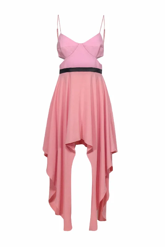 Halston Heritage - Two-Tone Pink High-Low Hem Dress w/ Cutouts Sz M Date night unclassified dresses