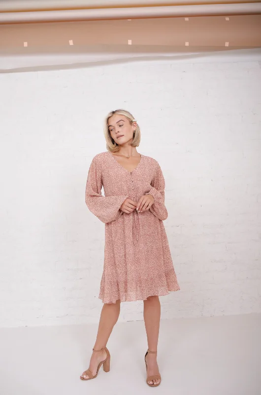 Lucia Pleated Dress in Blush Boho unclassified dresses