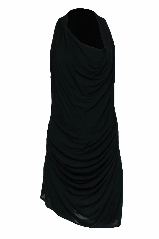 Helmut Lang - Black Racerback Dress w/ Draped Detail Sz L Neutral tone unclassified dresses