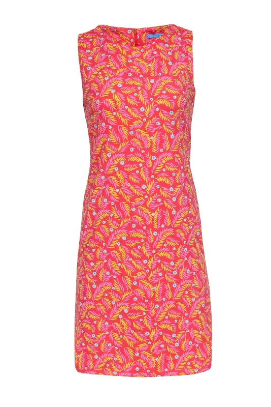 J. McLaughlin - Pink & Yellow Print Sleeveless Shift Dress Sz XS Tulle unclassified dresses