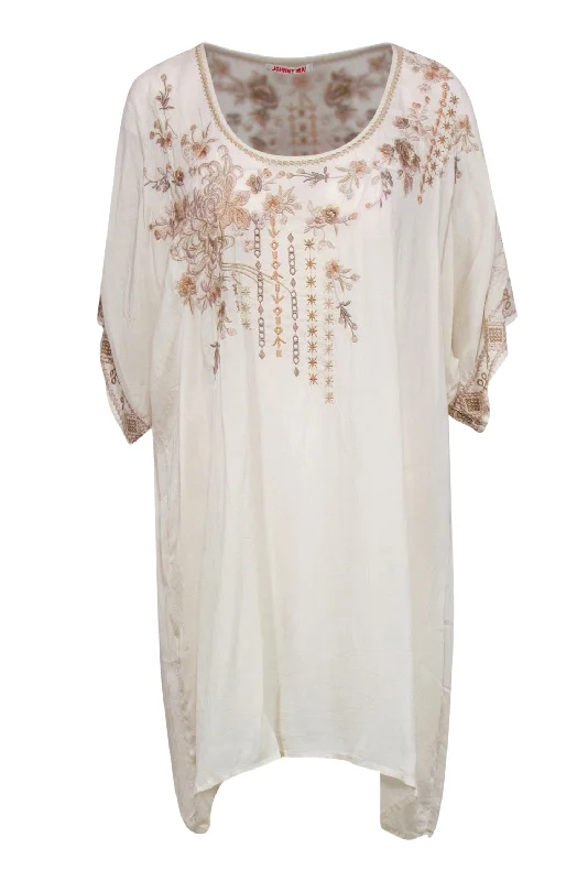 Johnny Was - Cream Tunic Dress w/ Neutral Colored Embroidery Sz XXL Boho unclassified dresses