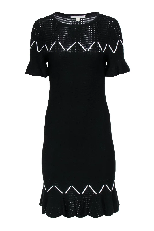 Jonathan Simkhai - Black Knit Dress w/ White Lacing Detail Sz M Lace unclassified dresses