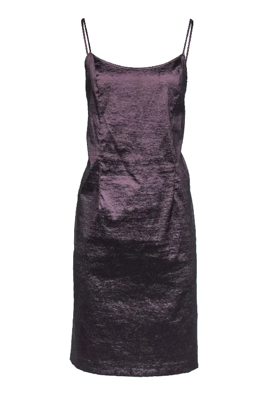 Joseph Ribkoff - Deep Purple Shiny Satin Slip Dress Sz 12 Date night unclassified dresses