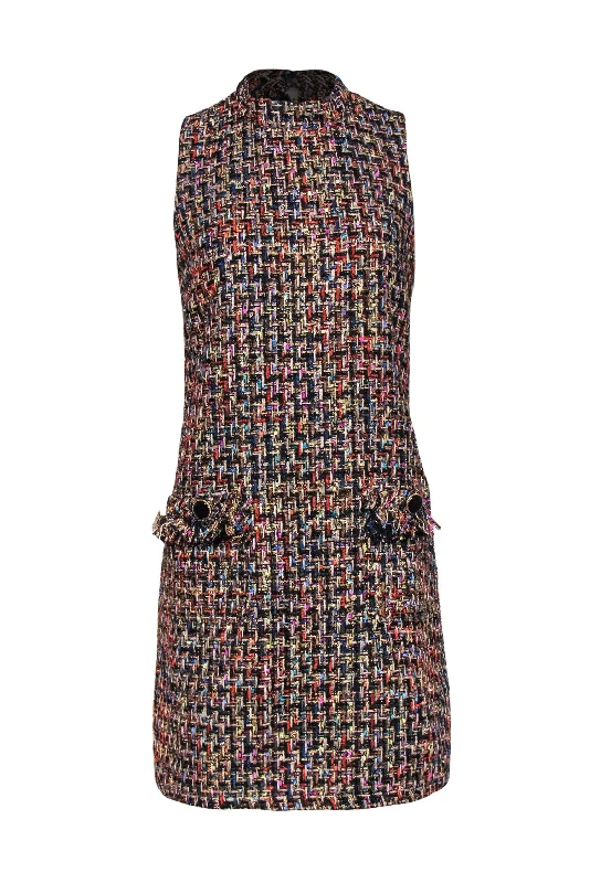 Julie Brown - Multicolored Mock Neck "Annie" Metallic Tweed Dress Sz 6 Trendy unclassified dresses