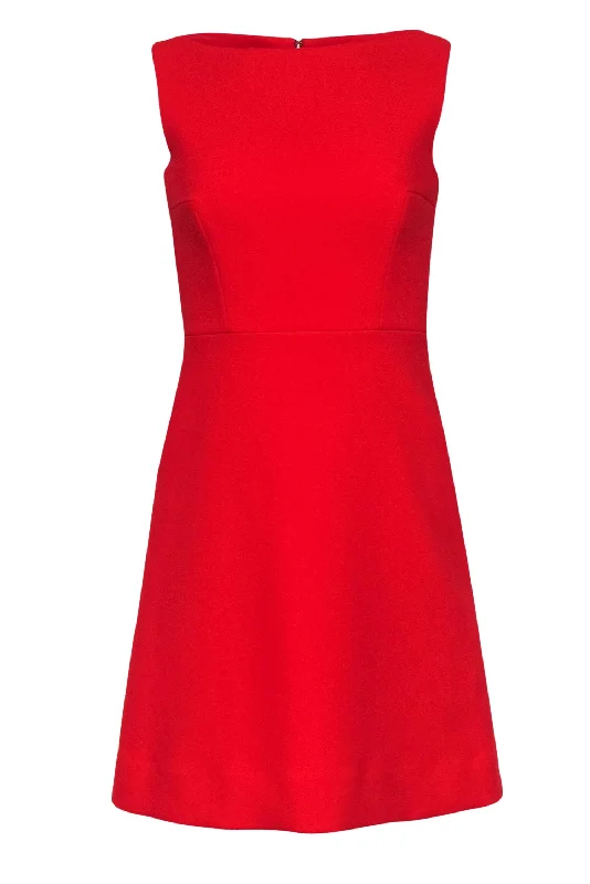 Kate Spade - Tomato Red Sleeveless Boatneck Fit & Flare Dress Sz 0 Metallic unclassified dresses