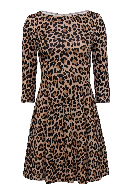 Kate Spade - Brown Leopard Print A-Line Dress Sz 0 Stylish unclassified dresses