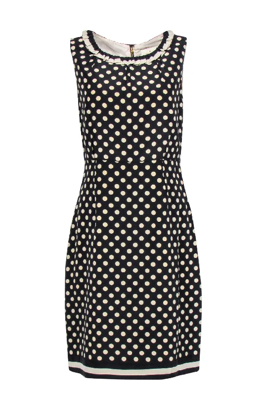 Kate Spade - Black & Cream Polka Dot Silk Dress Sz 10 Beaded unclassified dresses