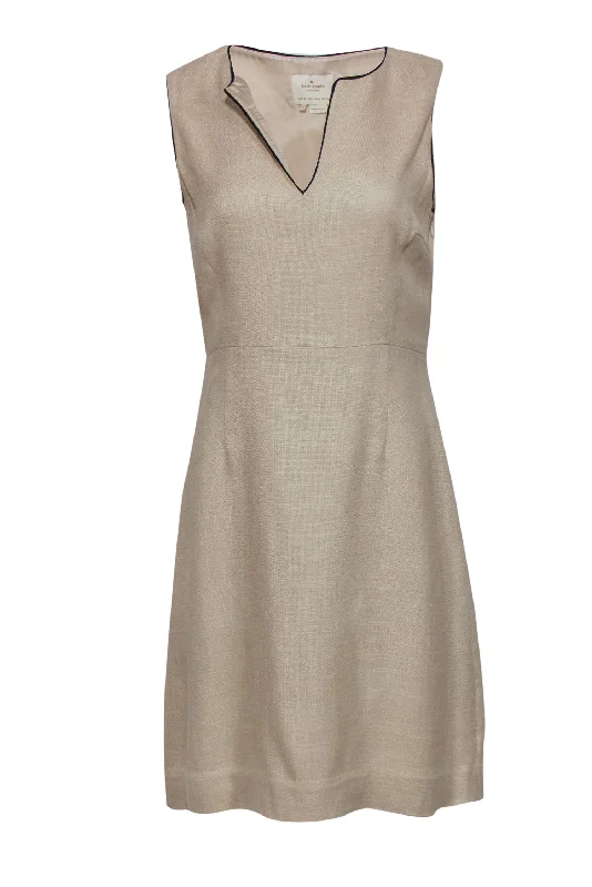 Kate Spade - Beige Woven A-Line Dress w/ Contrasting Piping Sz 8 Street style unclassified dresses