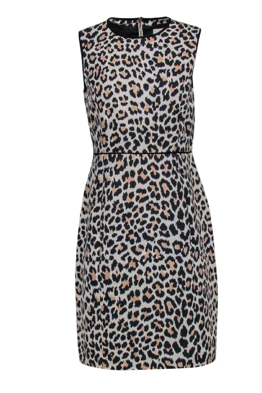 Kate Spade - Tan & Brown Leopard Print Sheath Dress Sz 8 Casual chic unclassified dresses