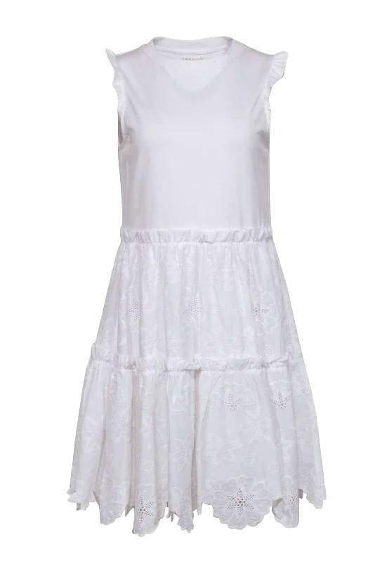 Kate Spade - White "Freshwhite" Cotton Tiered Sundress Sz M Trendy unclassified dresses