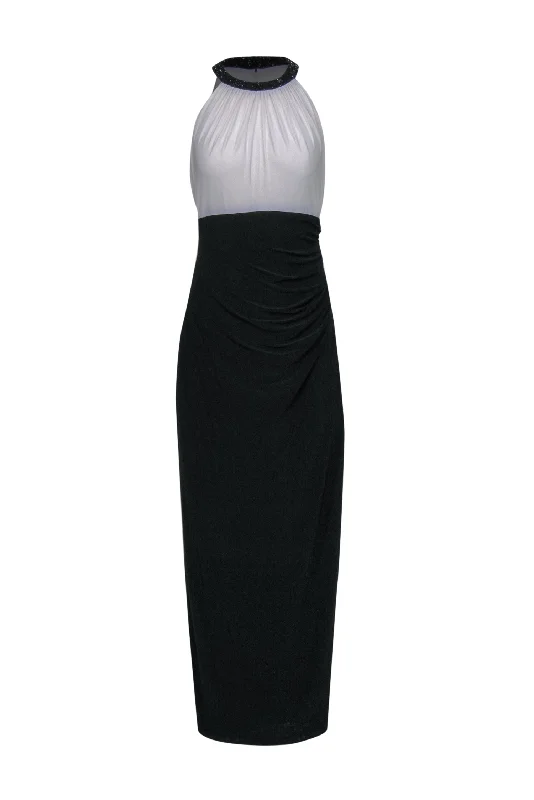 Lauren Ralph Lauren - Black & White Sleeveless Beaded Evening Gown Sz 12 Summer unclassified dresses