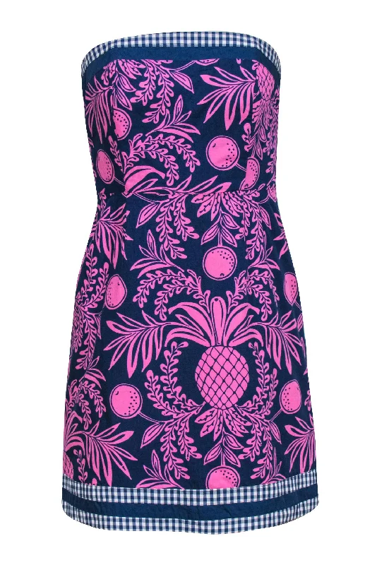 Lilly Pulitzer - Navy & Hot Pink Fruit Print Cotton Sundress Sz 0 Comfortable unclassified dresses