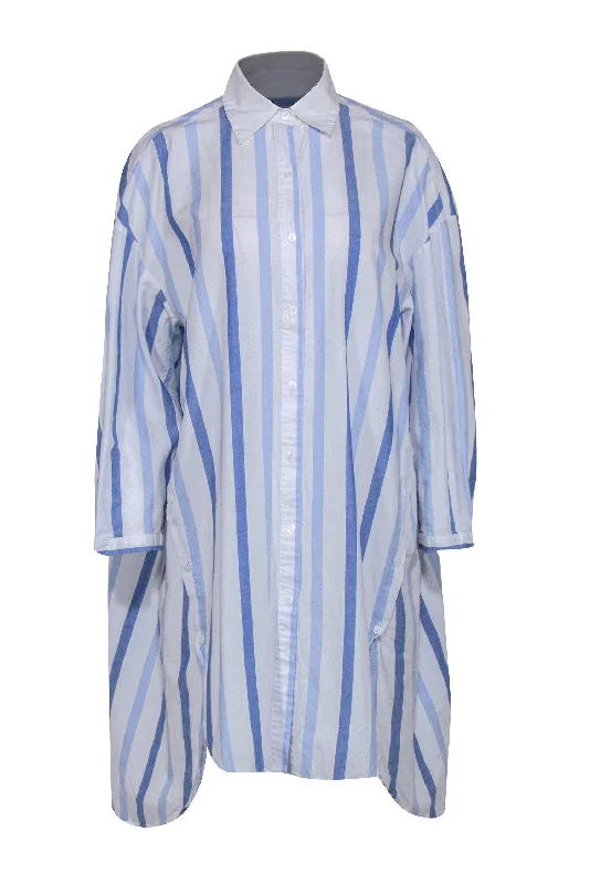 Love Binetti - White & Blue Striped Button Up Dress Sz XS Party unclassified dresses