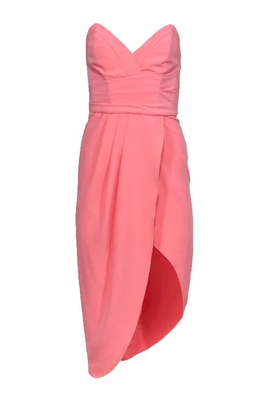 Lovers + Friends - Coral Pink Strapless Dress w/ Slit Sz XS Petite unclassified dresses