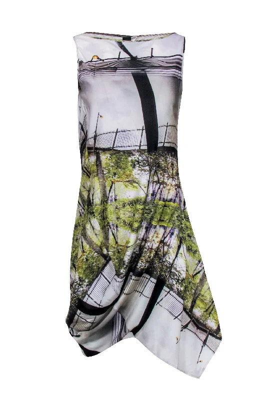 Zero & Maria Cornejo - Sidewalk Park Print Sleeveless Silk Dress Sz 4 Soft fabric unclassified dresses