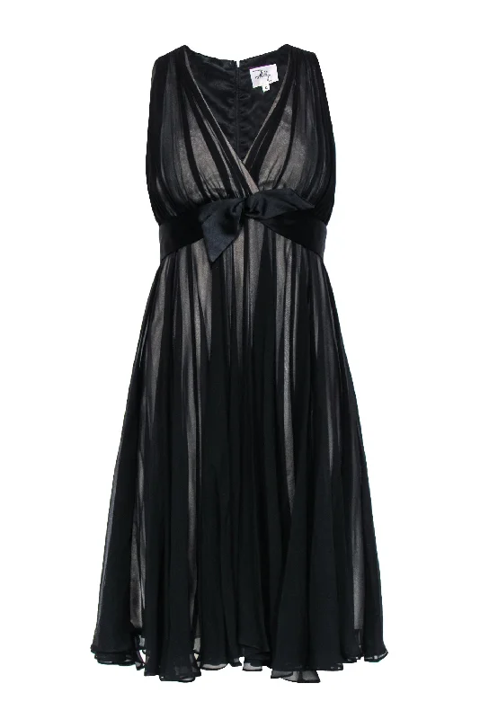 Milly - Black Sheer Sleeveless A-Line Dress w/ Nude Underlay Sz 4 Summer unclassified dresses