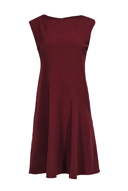 M.M.LaFleur -  Burgundy A-Line Square Neck Sleeveless Dress Sz 8 Breathable unclassified dresses