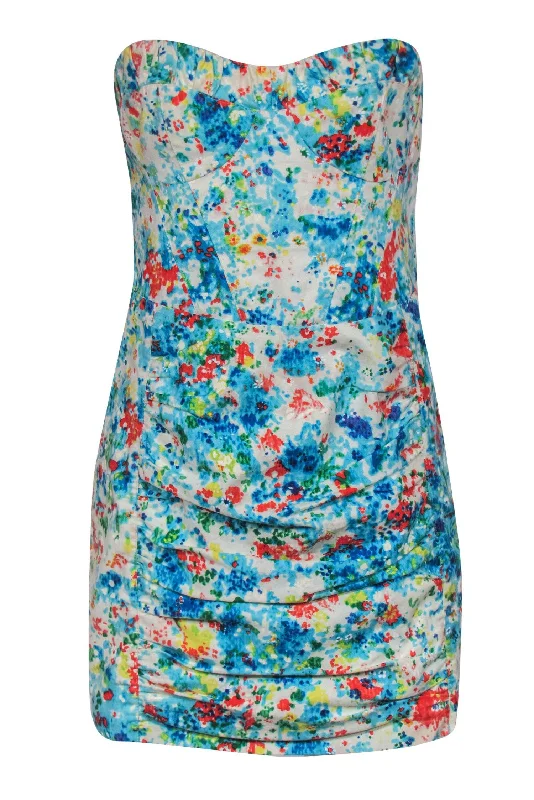 Nanette Lepore - Multicolor Printed Strapless Ruched Dress Sz 6 Smocked unclassified dresses