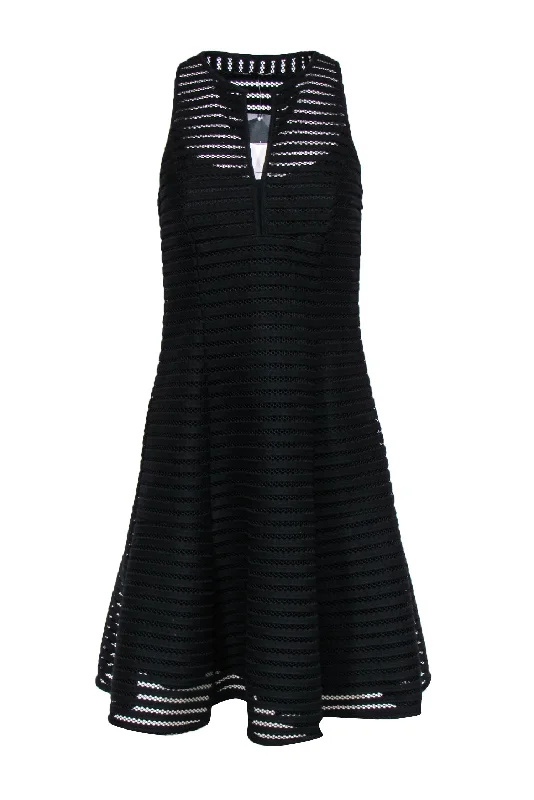 Nanette Lepore - Black Mesh Netting Sleeveless A-Line Dress Sz 6 Spring unclassified dresses