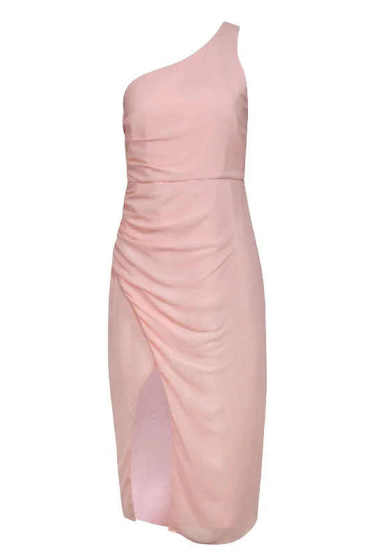 NBD - Petal Pink One Shoulder Side-Gathered Gown Sz S Sleeveless unclassified dresses