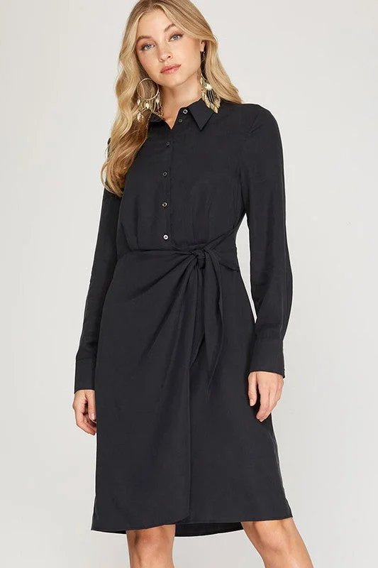 Odelia Side Tie Dress in Black Sexy unclassified dresses