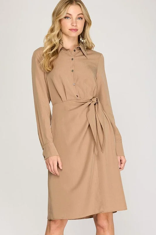 Odelia Side Tie Dress in Mocha Casual unclassified dresses