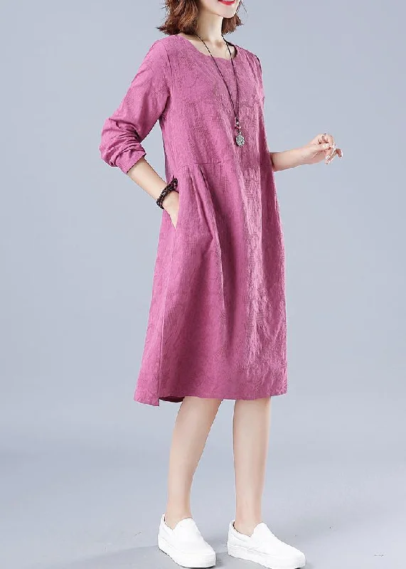 Organic Rose Jacquard Tunic O Neck Loose Spring Dresses Printed unclassified dresses