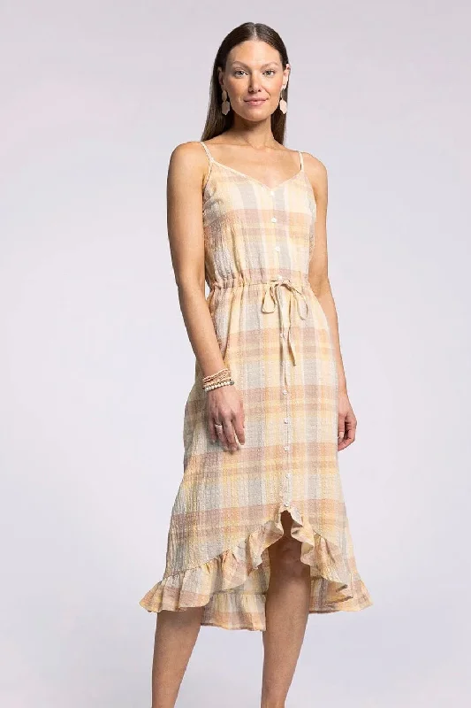 Pearl Dress - Yellow Clay Plaid Earthy tone unclassified dresses