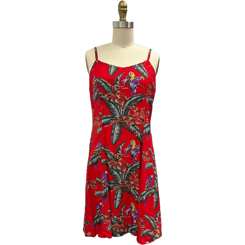 Jungle Bird Red Spaghetti Dress Preppy unclassified dresses