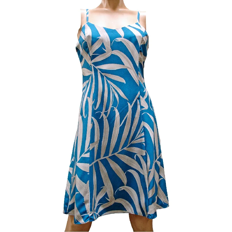 Palm Fronds Blue Spaghetti Dress Popular unclassified dresses