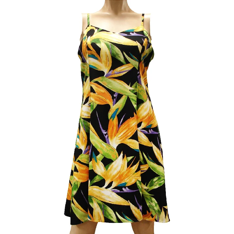 Watercolor Paradise Black Hawaiian Slip Dress Discounted unclassified dresses