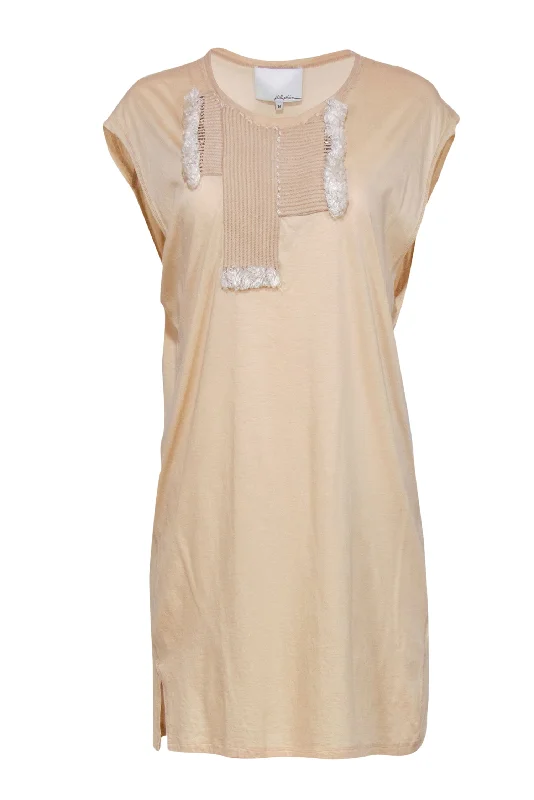 3.1 Phillip Lim - Beige Cotton Blend Shift Dress w/ Woven Front Design Sz M Lounge unclassified dresses