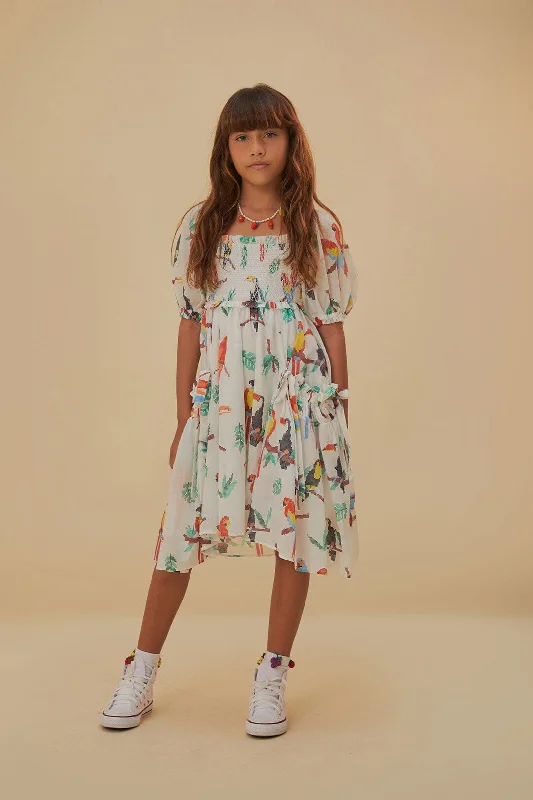 Pink Stitched Birds Kids Dress Comfortable unclassified dresses