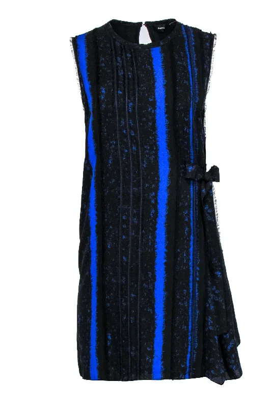 Proenza Schouler - Cobalt and Black Sleeveless Side Tie Shift Dress Sz 10 Bright color unclassified dresses