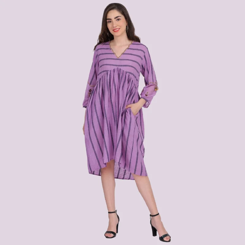 Purple striped dress Elegant evening unclassified dresses