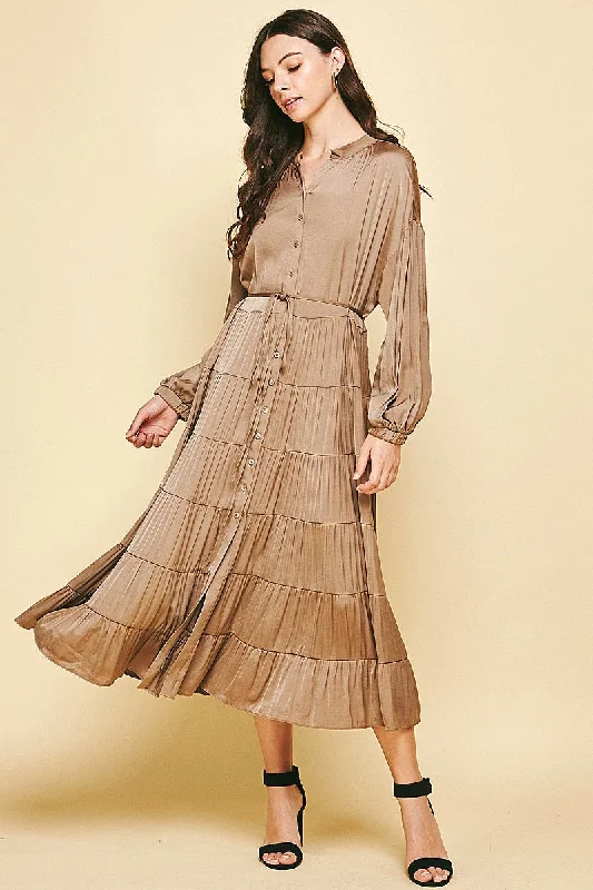 Rachel Button Down Dress in Mocha Wrap unclassified dresses