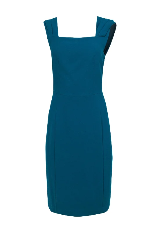 Rachel Roy - Teal Draped Back Crepe Sheath Dress Sz 12 Velvet unclassified dresses