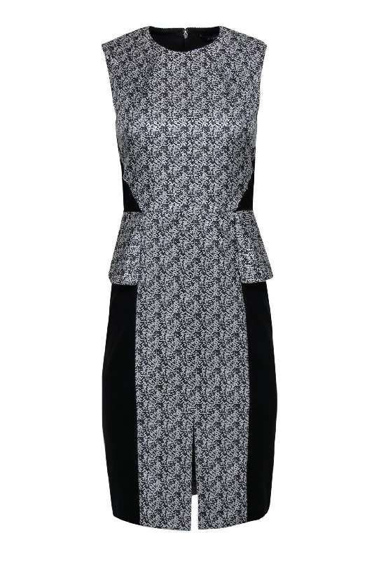 Rachel Roy - White & Black Print Sheath Dress w/ Black Paneling Sz 2 Club unclassified dresses