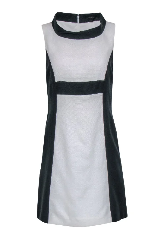 Rachel Zoe - White Shift Dress w/ Black Side Panels & Mock Neck Sz 6 Metallic unclassified dresses