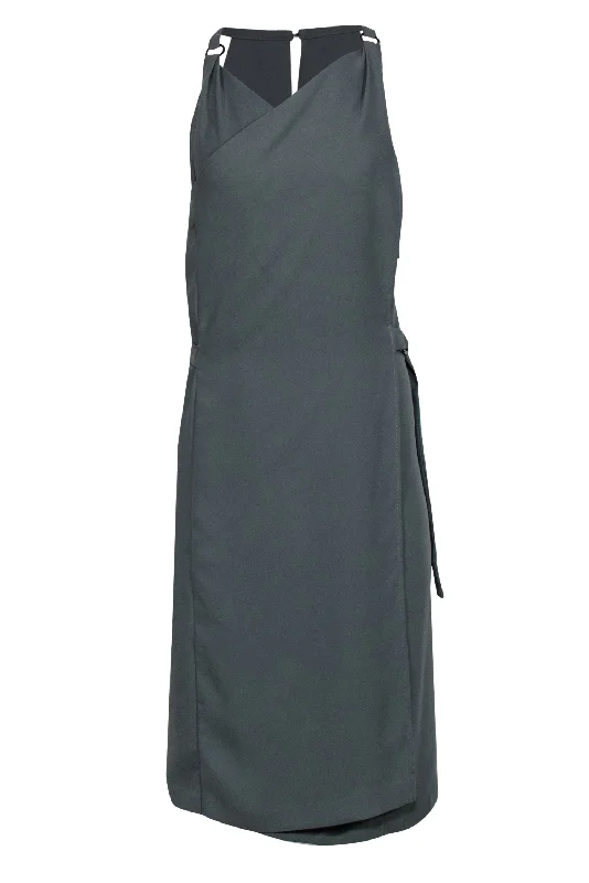 Reiss - Thyme Green Sleeveless Wrap Dress Sz 10 Club unclassified dresses