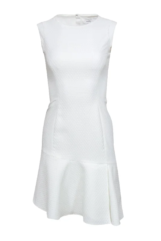 Reiss - White Textured A-Line "Gem" Dress w/ Asymmetrical Flounce Sz 2 Flowy unclassified dresses