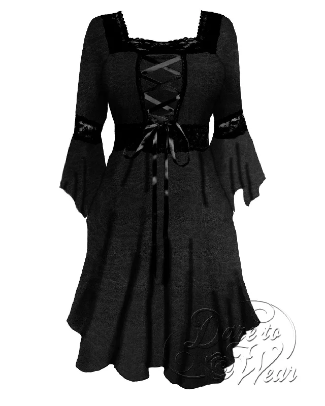 Renaissance in Black Rain | Raven Cobweb Gothic Victorian Corset Dress Elegant evening unclassified dresses